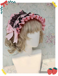 Infanta - Gift Box - Lace-Up Ruffle JSK & Accessories - Single Item / Black & Pink Headdress / One Size
