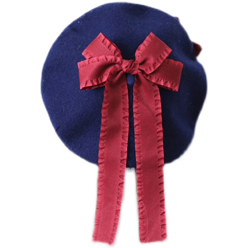 Xiaogui - Sweet Bow Multicolors Lolita Wool - Beret Headwear