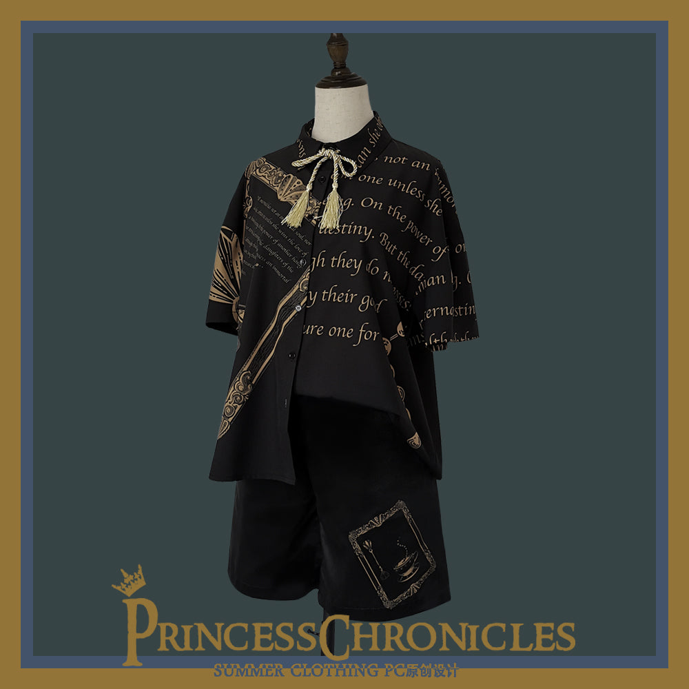 Dark Fairy Tale - Ouji Lolita Casual Shorts Shirts S printing shorts Only