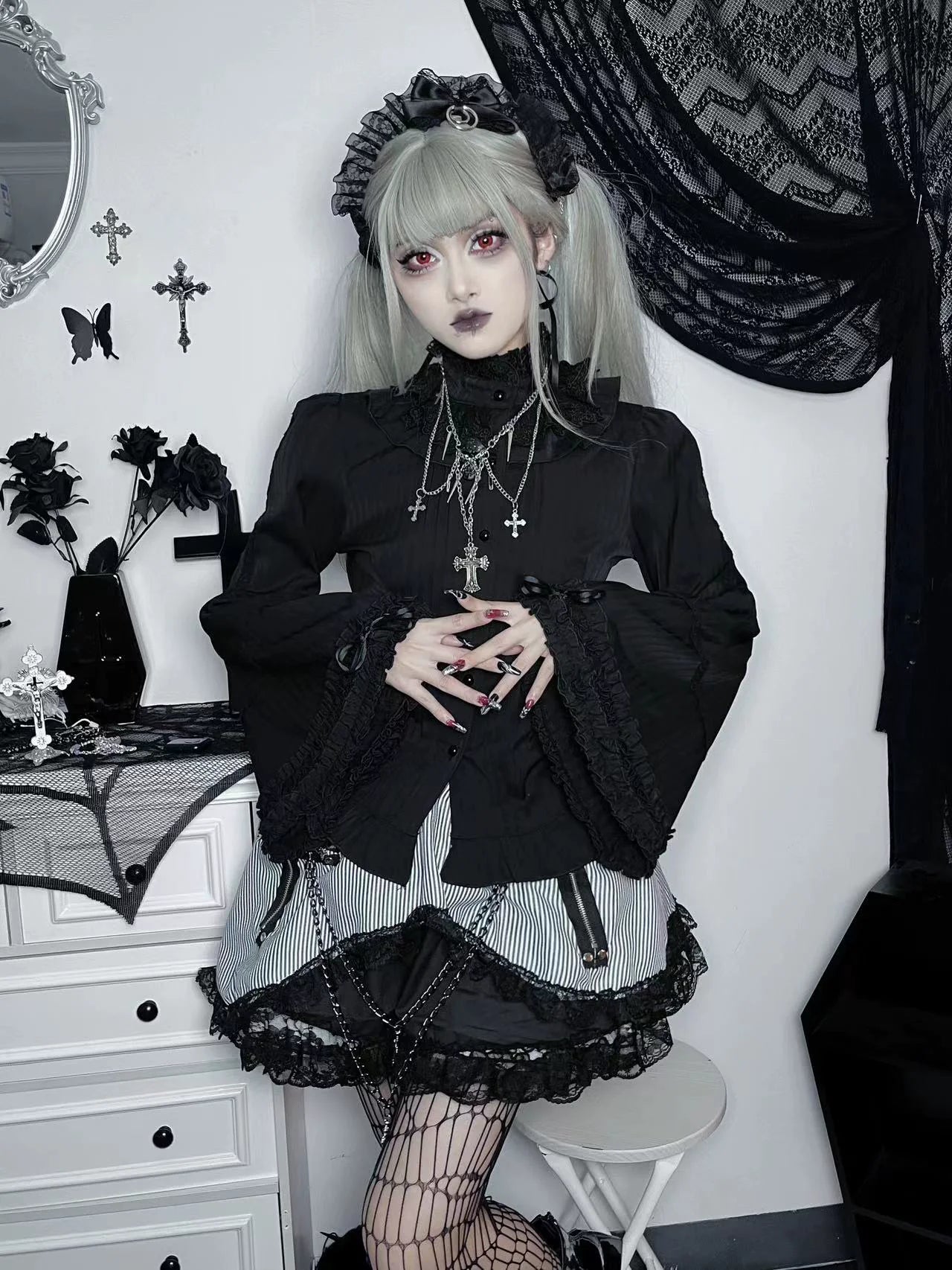 DMFS Lolita - Ever-Changing Enchantress - Classic Lolita Blouse, Tightening Hime Sleeve