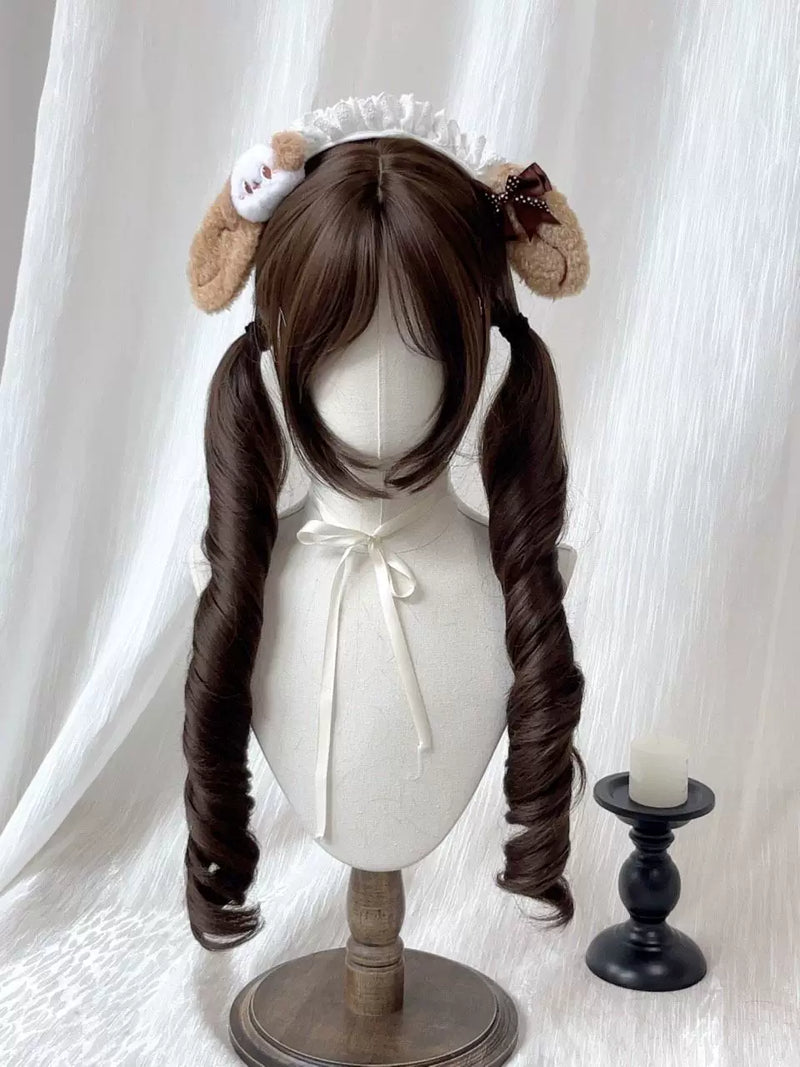 Kunkun Fish hazelnut grey-brown twin-tail wig - view 5