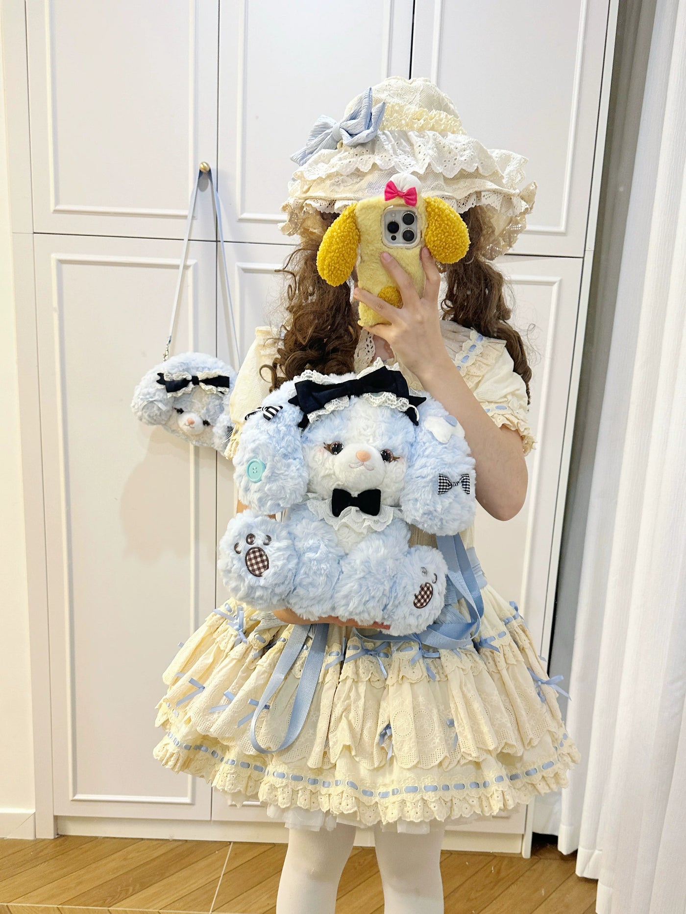 Mango Maruko - Plush Puppy Face Backpack - Plush Lolita backpack