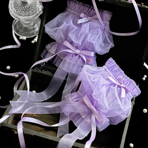 tonight Lost Dreamland purple lace and ribbon accessory set with bows and sleeve covers