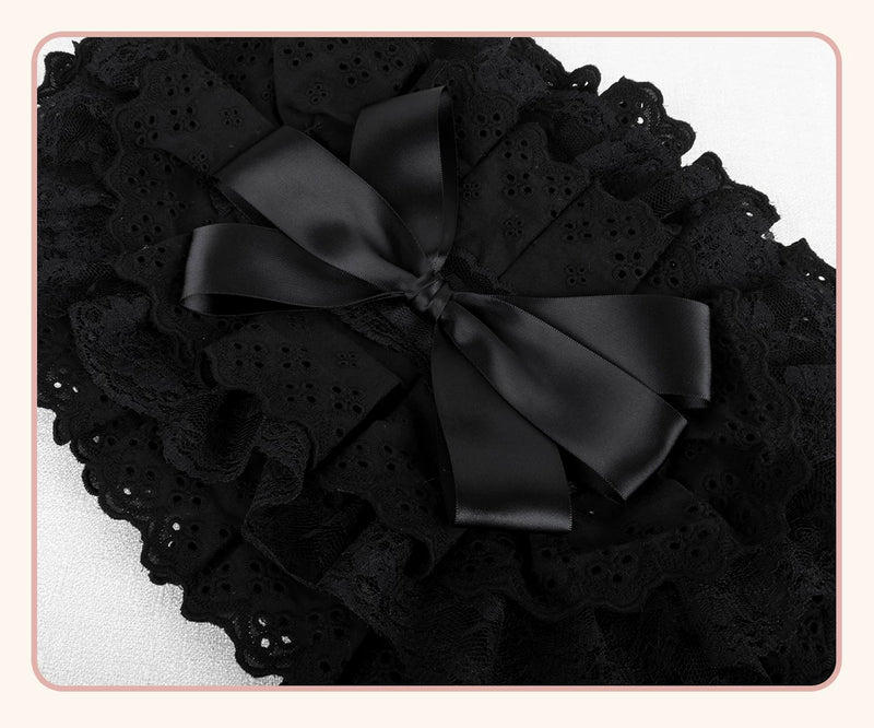 Stardust Rose - Gothic Lace - Black BNT Flat Hat with Layered Lace Trim