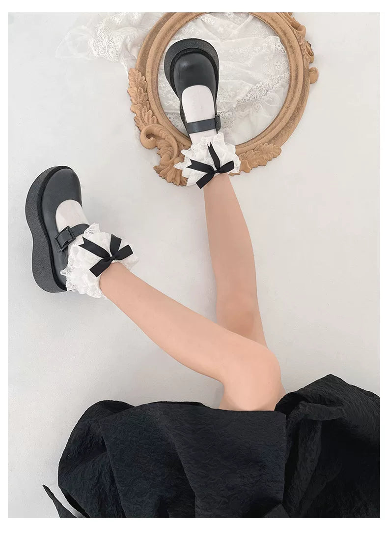 Sock Noble - Bow Lace - Short Socks with Lace Cuffs