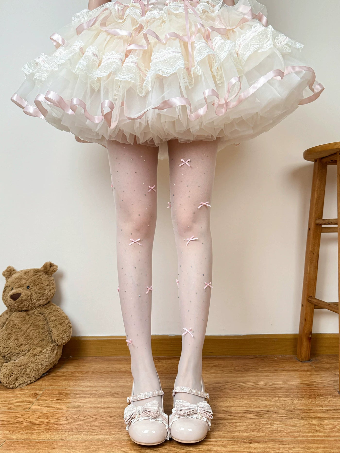 Chubby Bear Tales - Ballet Bow Collection - Tights with Decorative Bow and Motif Variations