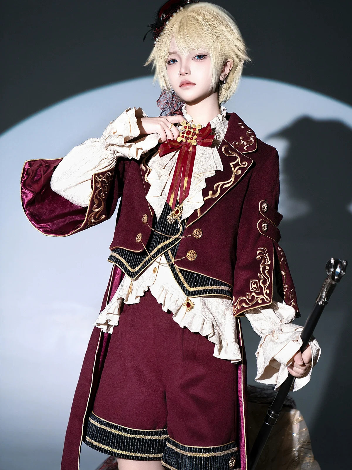 Letters from Unknown Star - Heir - Military Ouji Lolita Blouse, Coat & Shorts Set