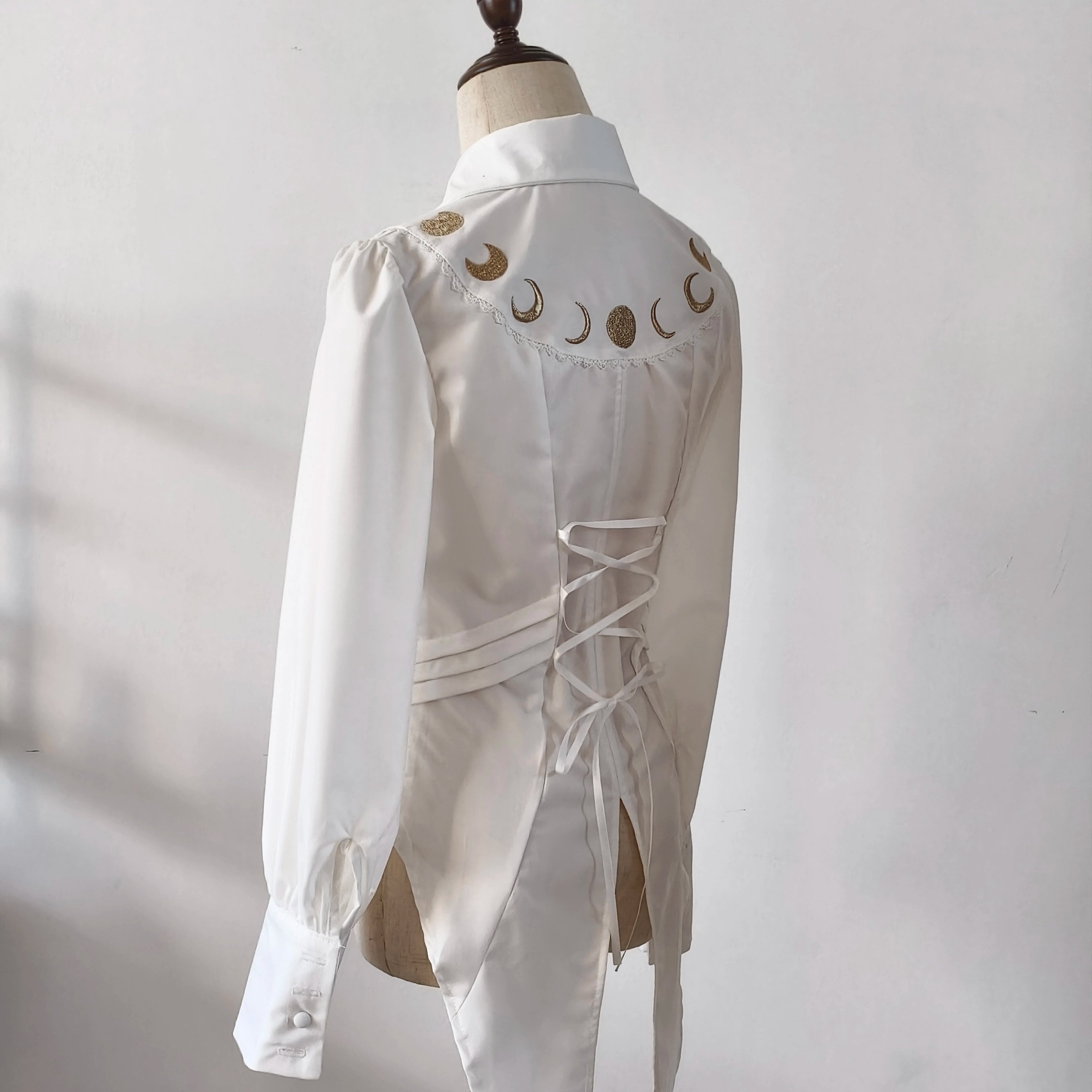 Spot Page Moon Phase Embroidery Shirt Acorn Lolita Original Design Gothic Everyday Elegance Inside