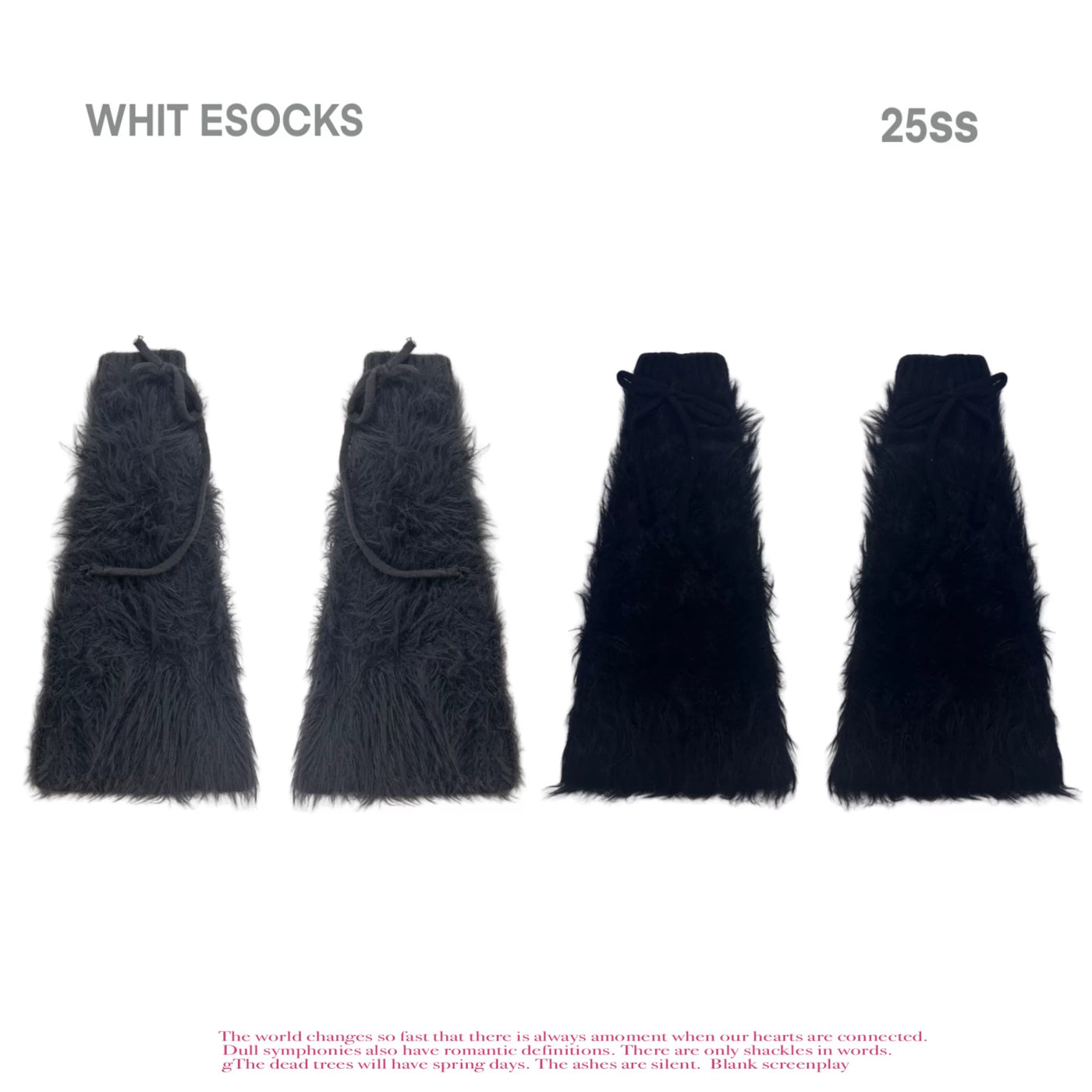 White Socks - Shaggy Tie - Thick Mid-Calf Leg Warmers with Tie Details
