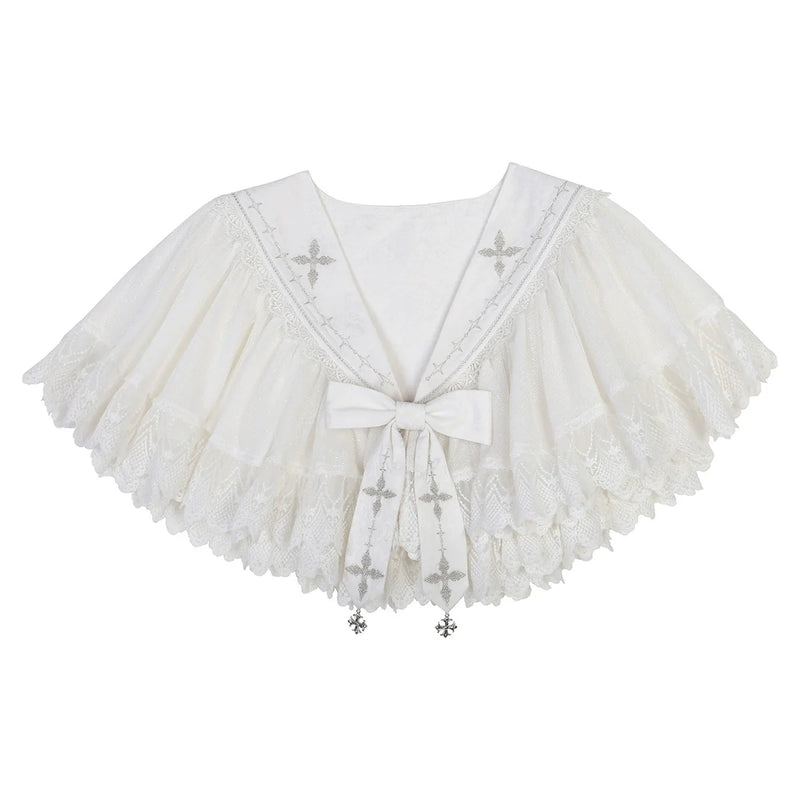 Matutu - Silent Church - Lolita Dress with cross motifs, church print, and a thin shawl