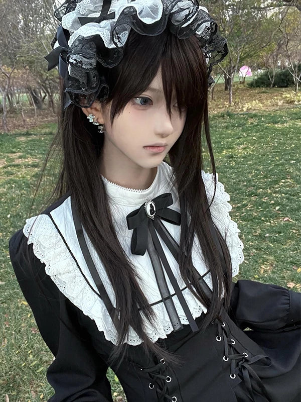 Creamy - Dark Noble Lady - One-Piece Dress with a Lace-Up Waist