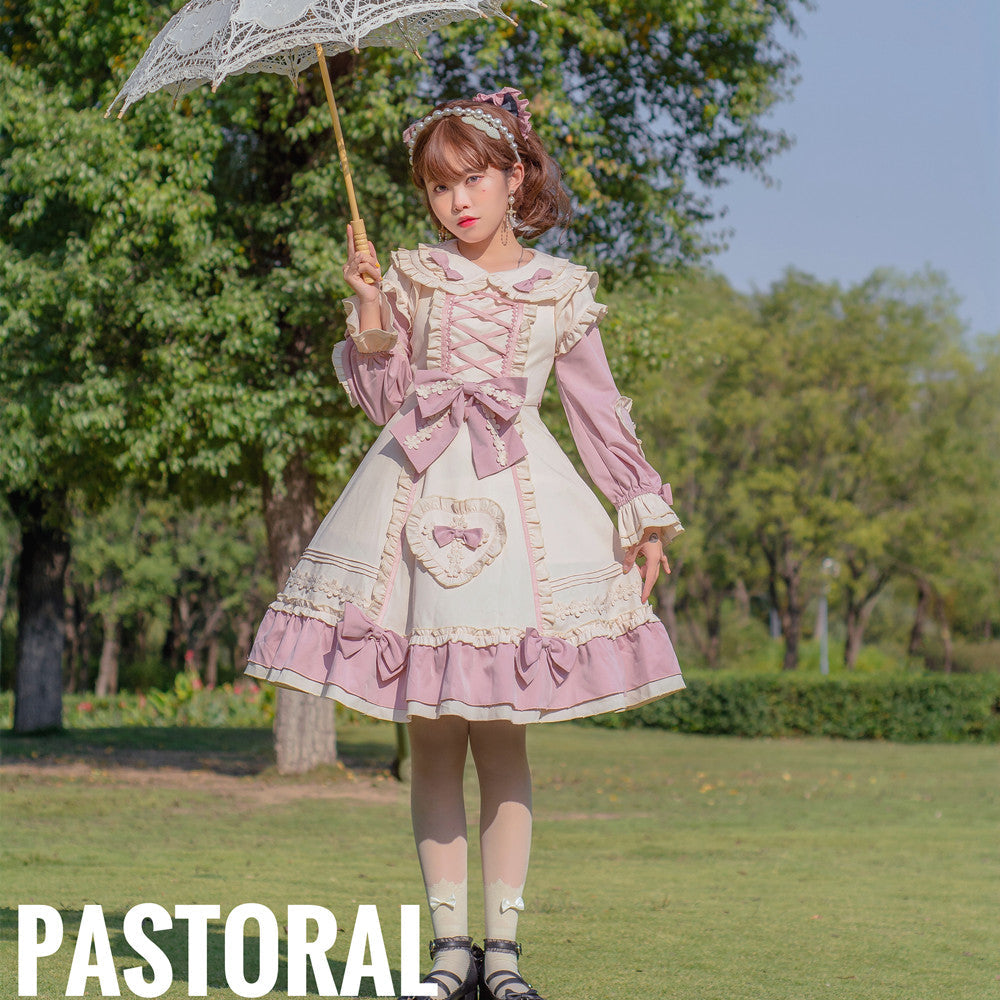 Niu Niu - Little Gardener - Plus Size Lolita OP Dress Pink Winter Long Sleeve