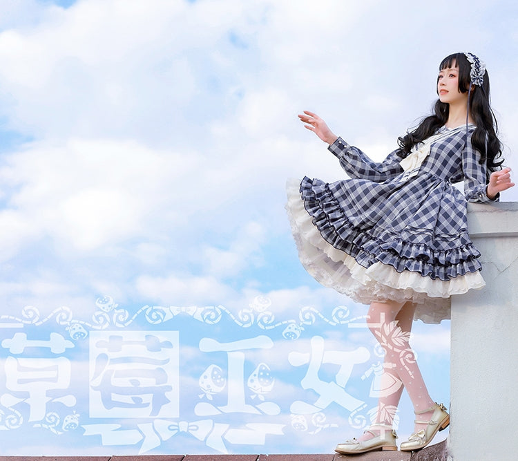 Strawberry Witch - Tartan Sailor Lolita OP Dress - OP Dress