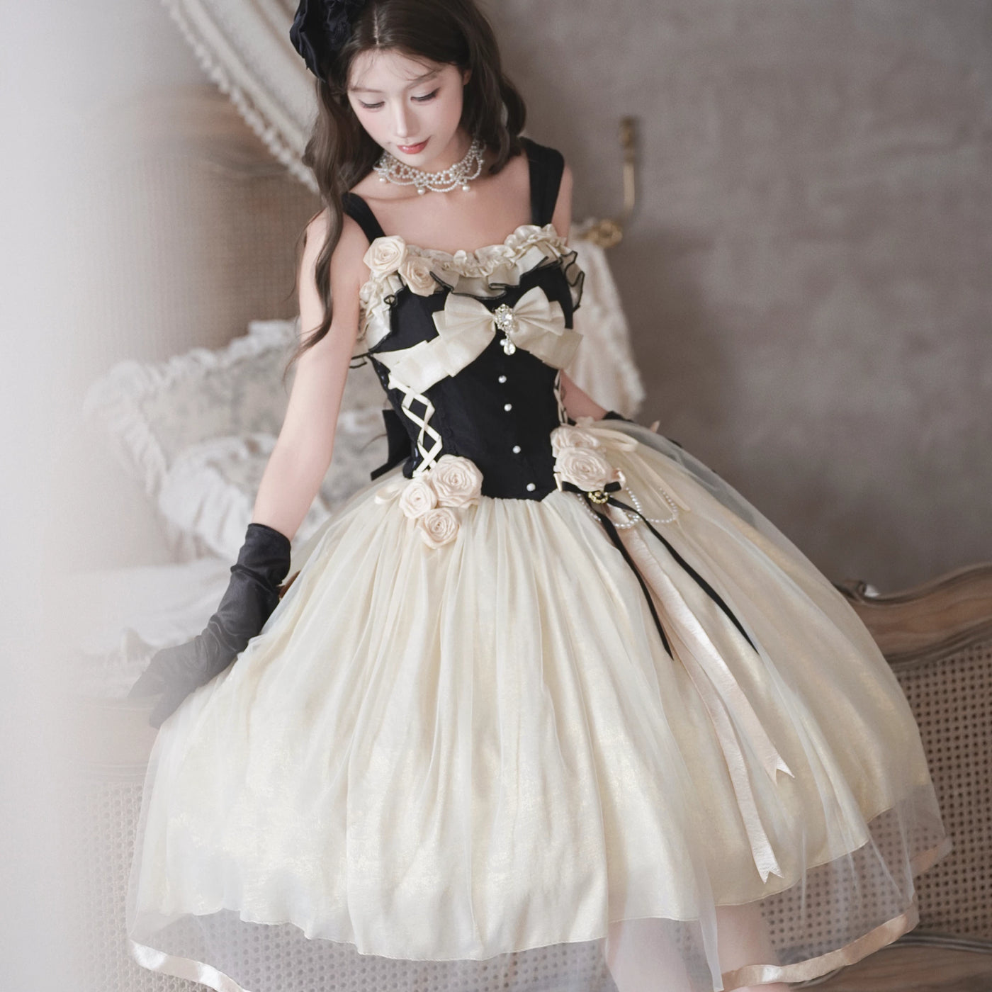 Thousand Wood - Paris Souvenir - French Classical JSK with Rose Appliques and a Train