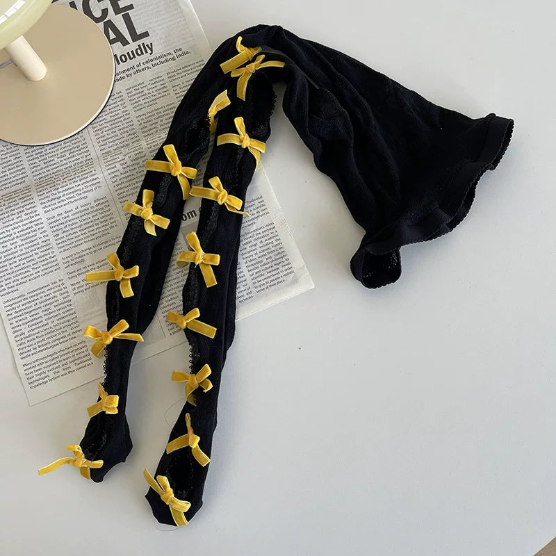 Sock Noble - Bow Lace Cutout - Tights with Openwork Lace Panels