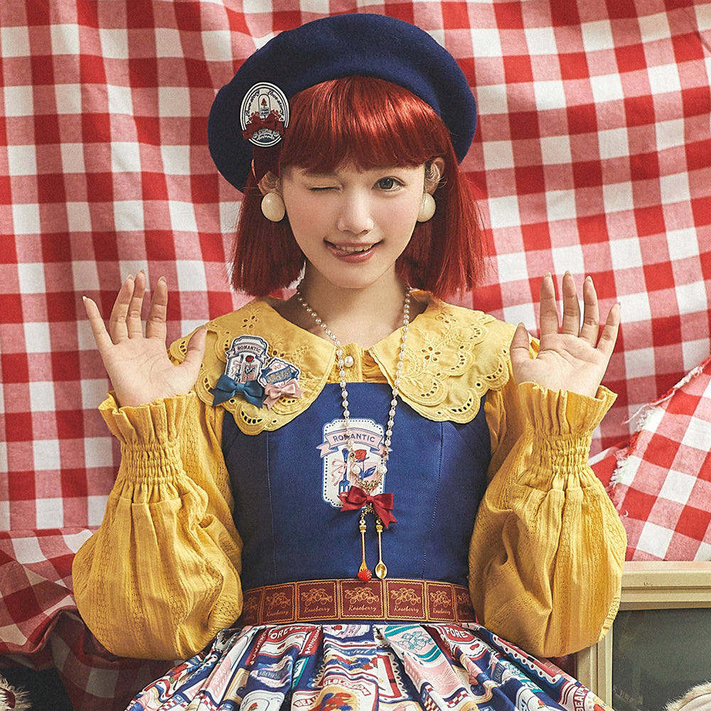 Miss Point - Strawberry Rose - Vintage American Casual Lolita Jumper Dress