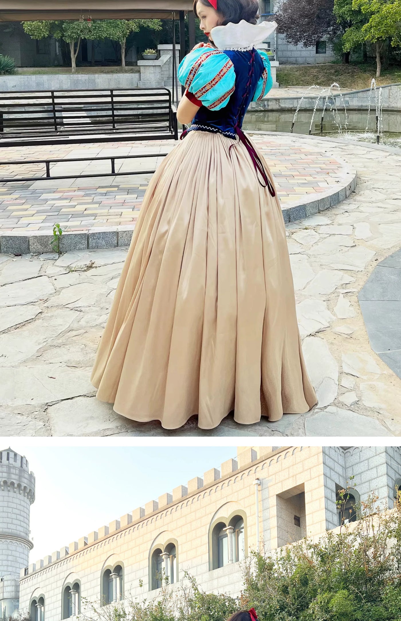 LACE GARDEN - Snow White Arrival - Royal Blue Dress Set with Puff Sleeves