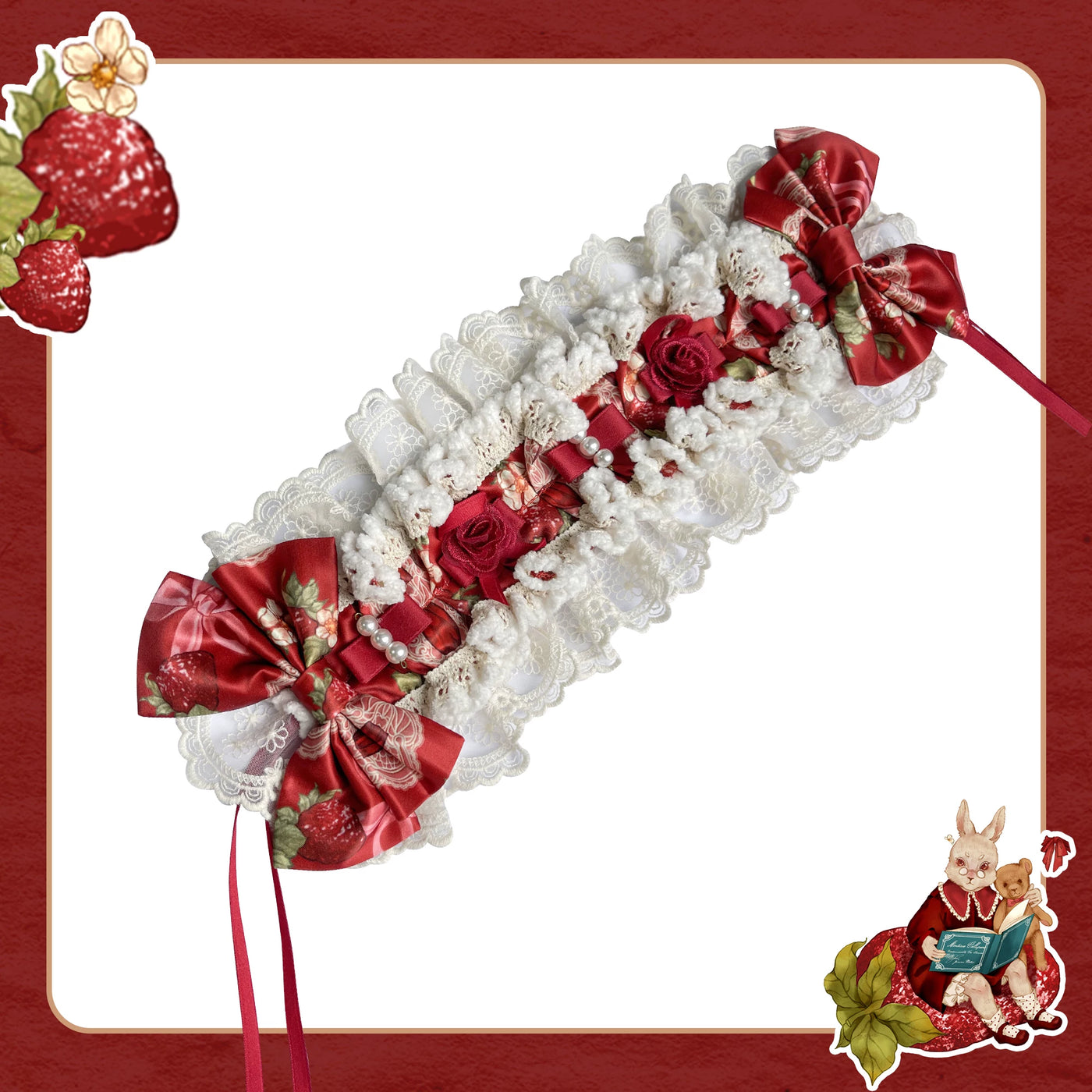 Fantasy Strawberry Garden - Sweet Lolita JSK Dress Set - detail view 8