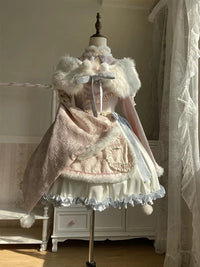 Rose Dreamscape - Blue-Pink Chinese-Inspired Princess - OP dress + shawl with pale-blue ruffled hem - OP dress + shawl / S