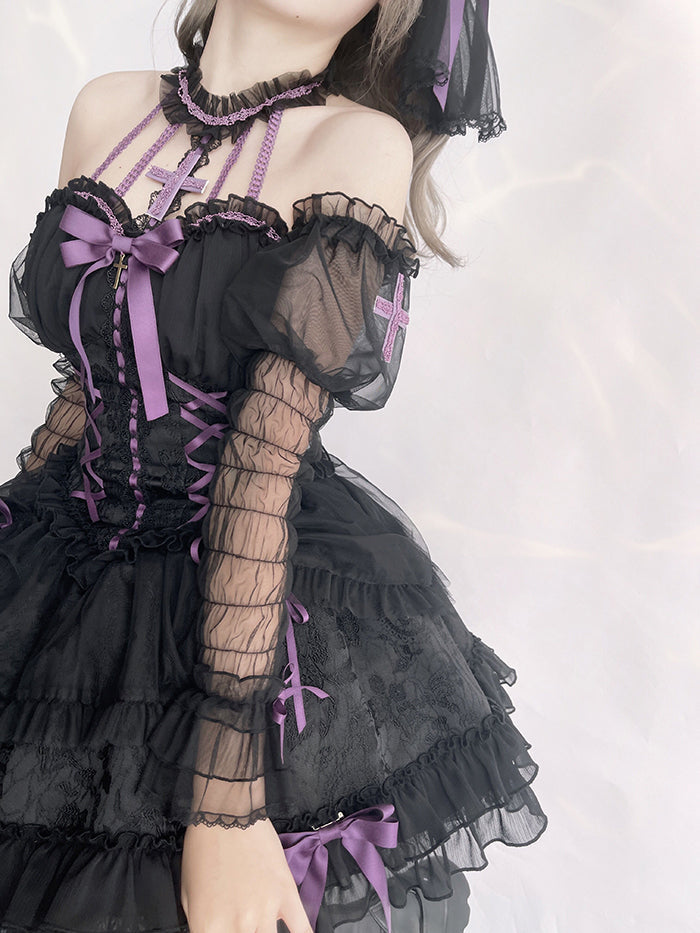 Alice Girl - Cross Maiden - Gothic Lolita Cuffs Puff Arm Sleeves