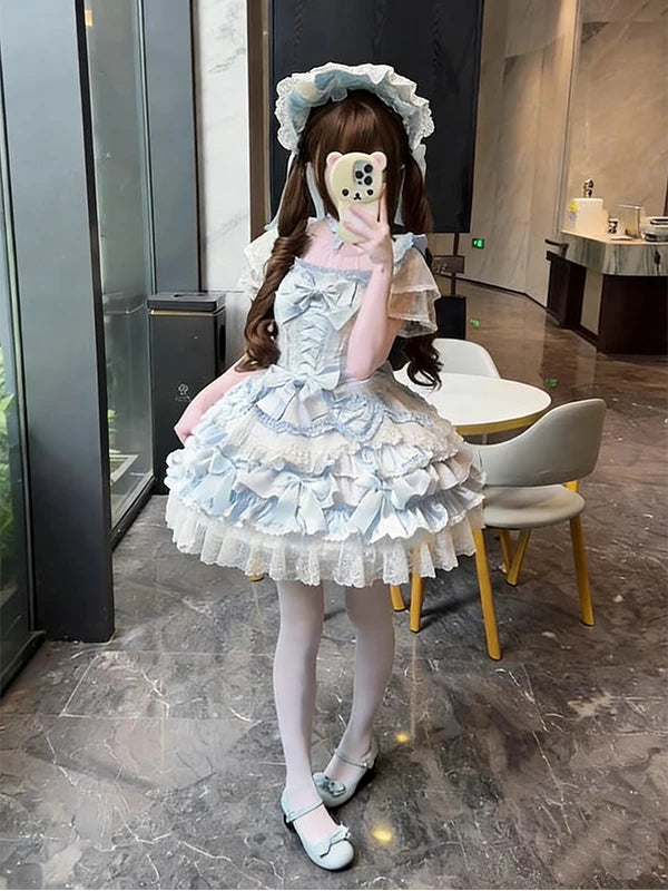 Creamy - Ballet Blue - Lolita Dress Set with Layered Ruffles
