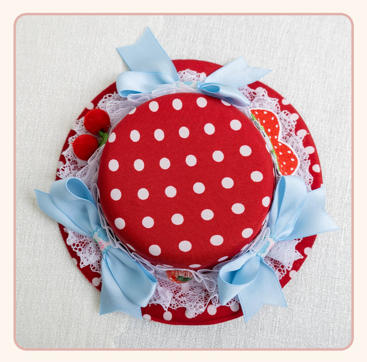 Stardust Rose - Strawberry Polka Dot - Six-Style Headwear Selection with Ice-Blue Ribbons