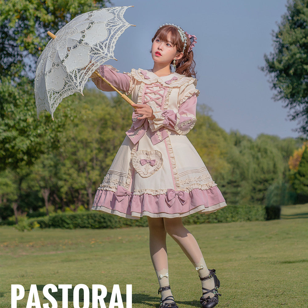 Niu Niu - Little Gardener - Plus Size Lolita OP Dress Pink Winter Long Sleeve