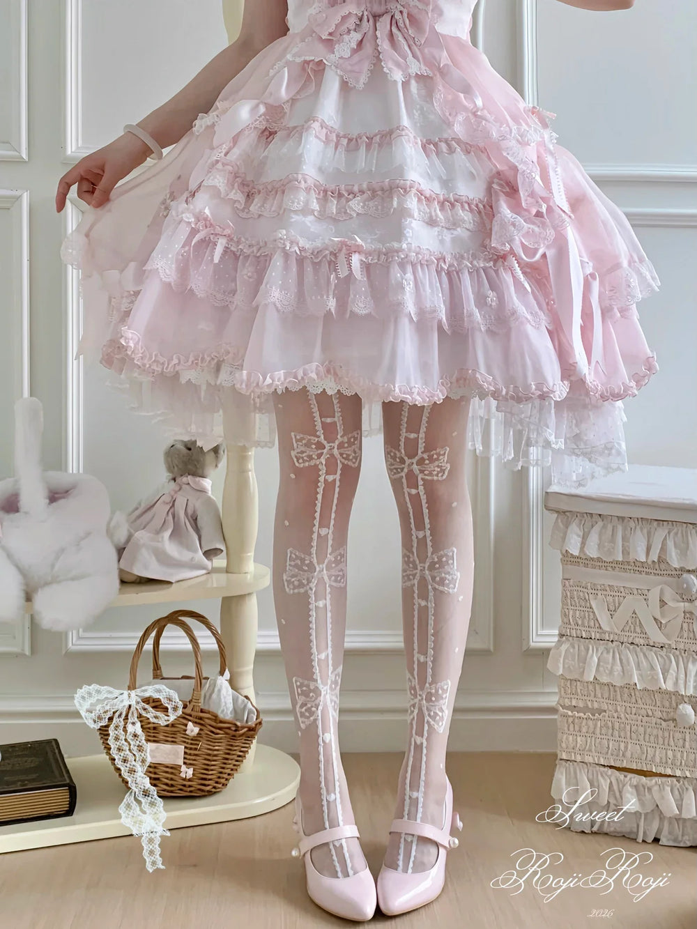 Roji Roji - Sweet Lolita Thigh High Polka Dot - Socks with Bow Patten Socks