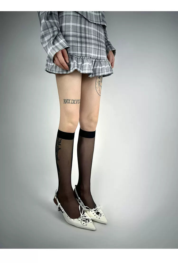 White Socks - Classic Sheer Line - Plain Sheer Stockings in Two Lengths