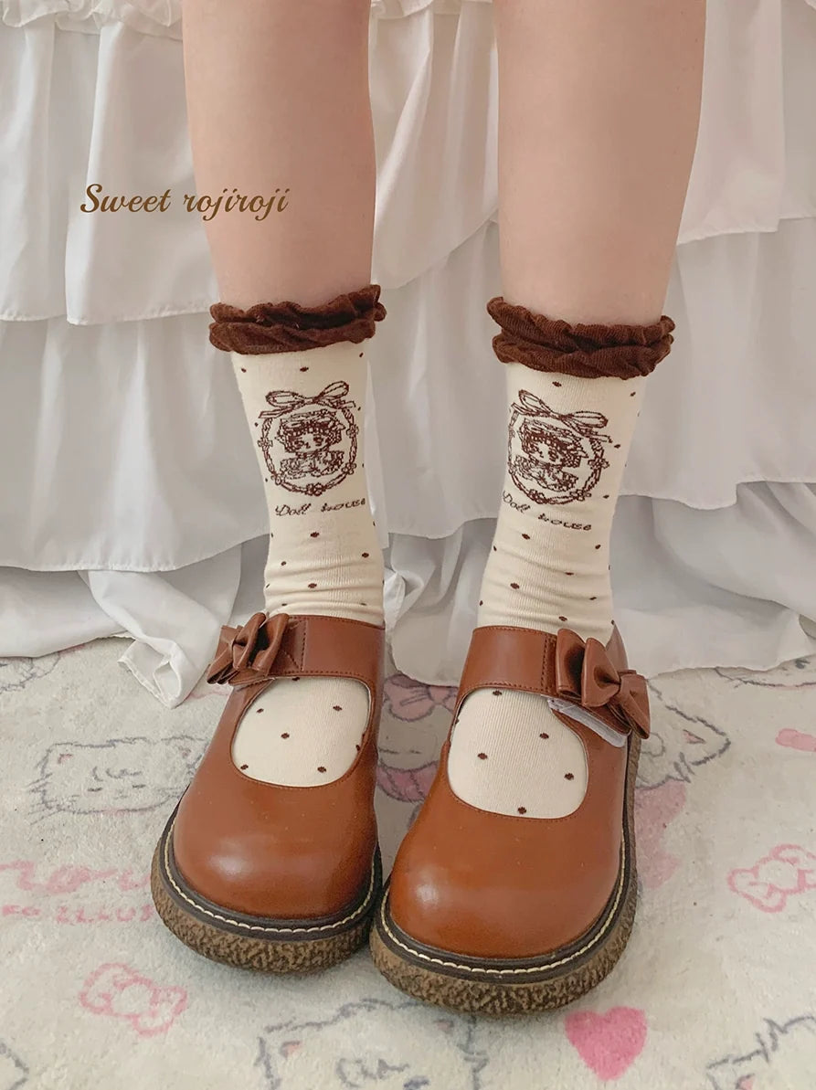Roji Roji - Kawaii Cotton Lolita Socks Mid-calf - Socks Socks