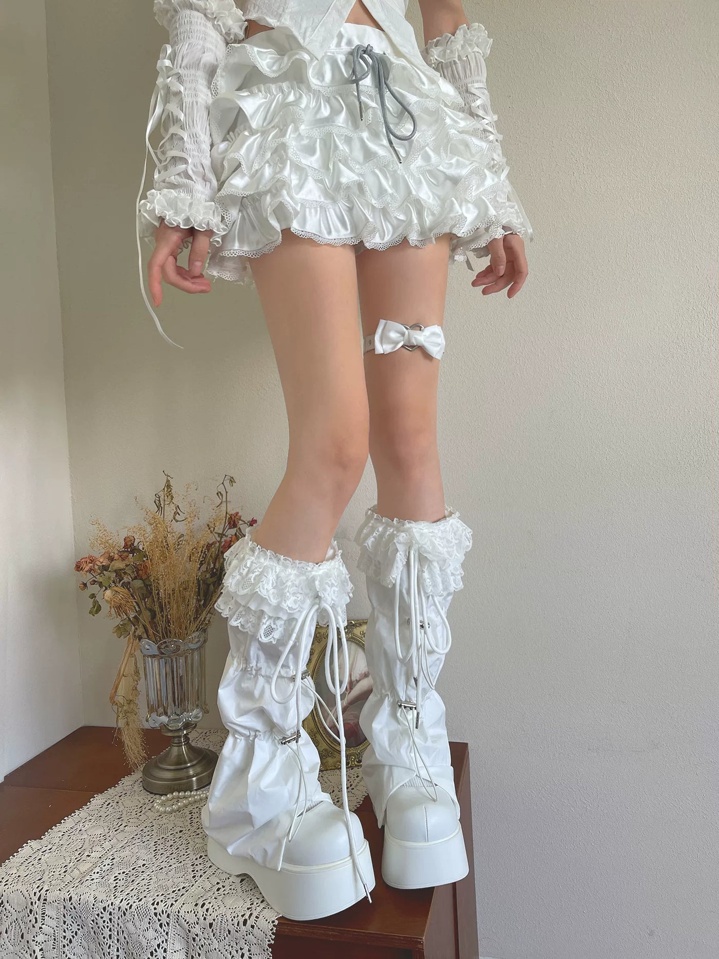 Sock Noble - Light Vintage - Lace Sock Covers with Drawstring Ties