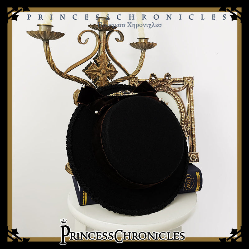 Princess Chronicles - Elegant Lolita Bow Flat Bonnet - Handmade Headwear