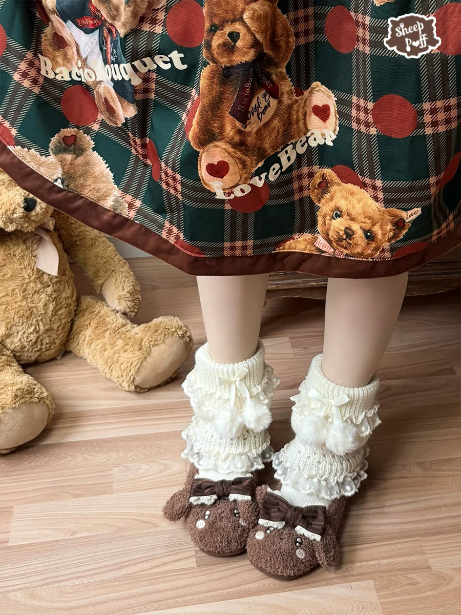 Sheep Puff Curly Puppy low heel Lolita shoes featuring adorable sheep puff and curly puppy design in a cute, stylish footwear style.