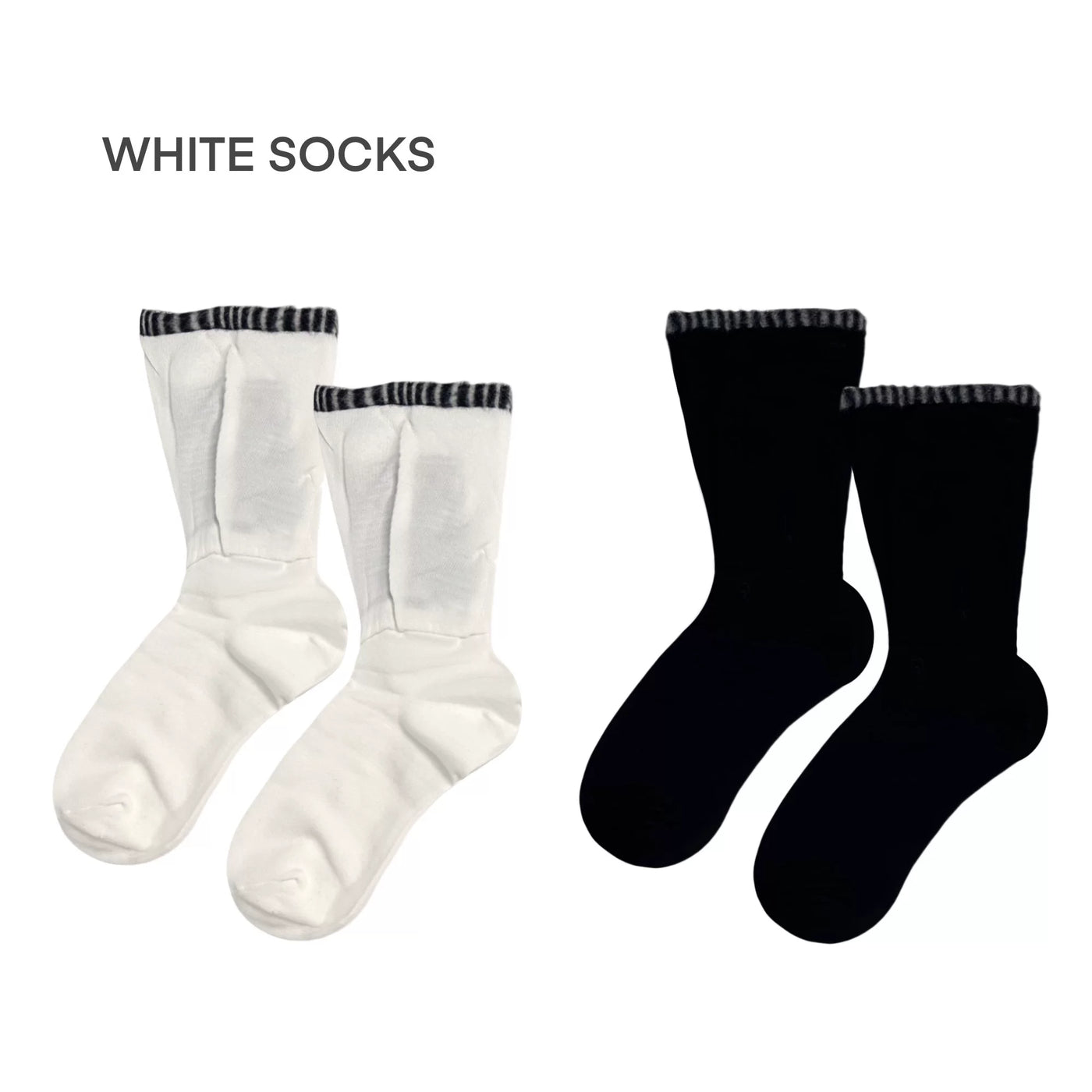 White Socks - Spliced Flare - Faux Two-Piece Mid-Calf Socks with Flared Cuffs