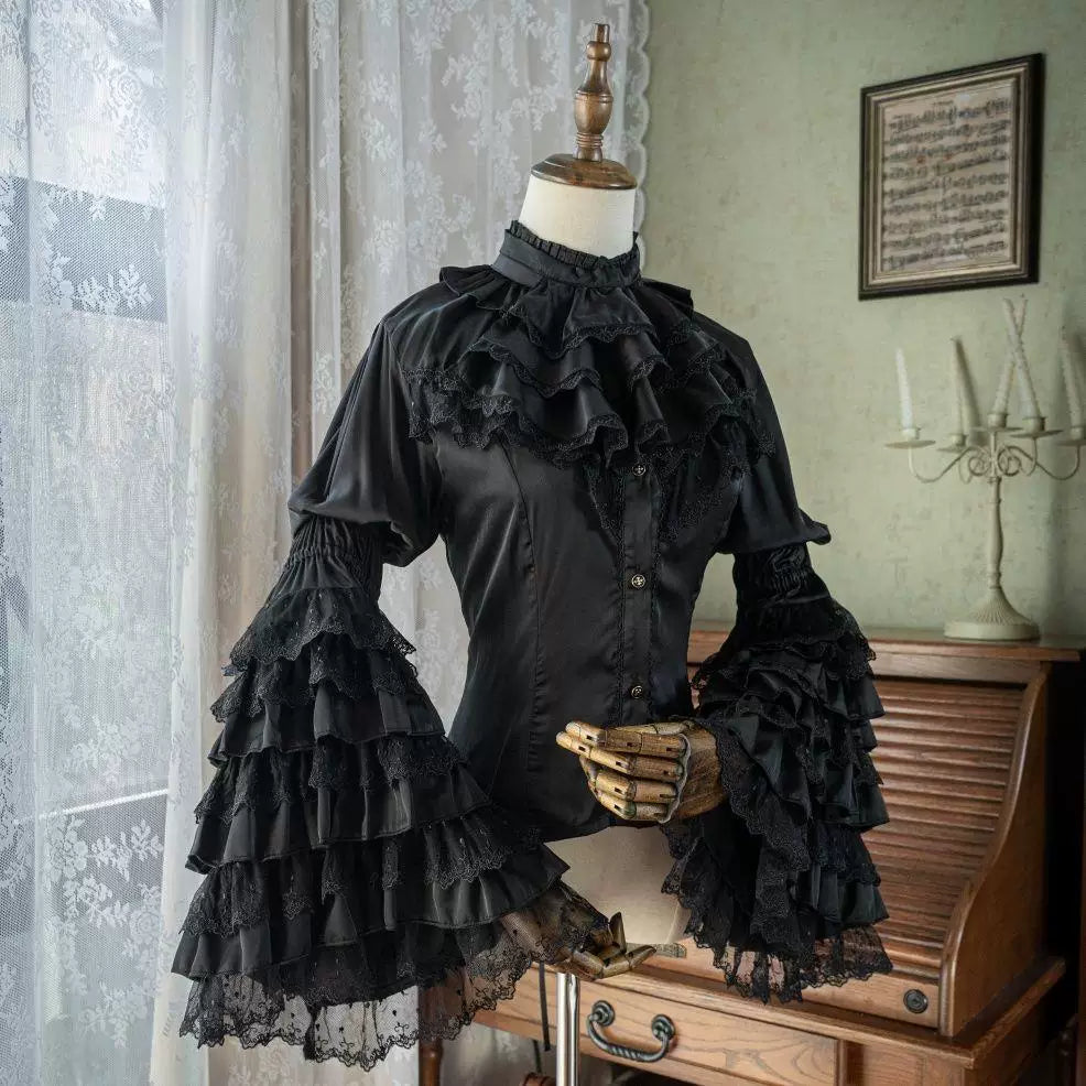 Sweetheart Dream Machine - Dark Night Ruffles - Blouse with a Ruffle Bib