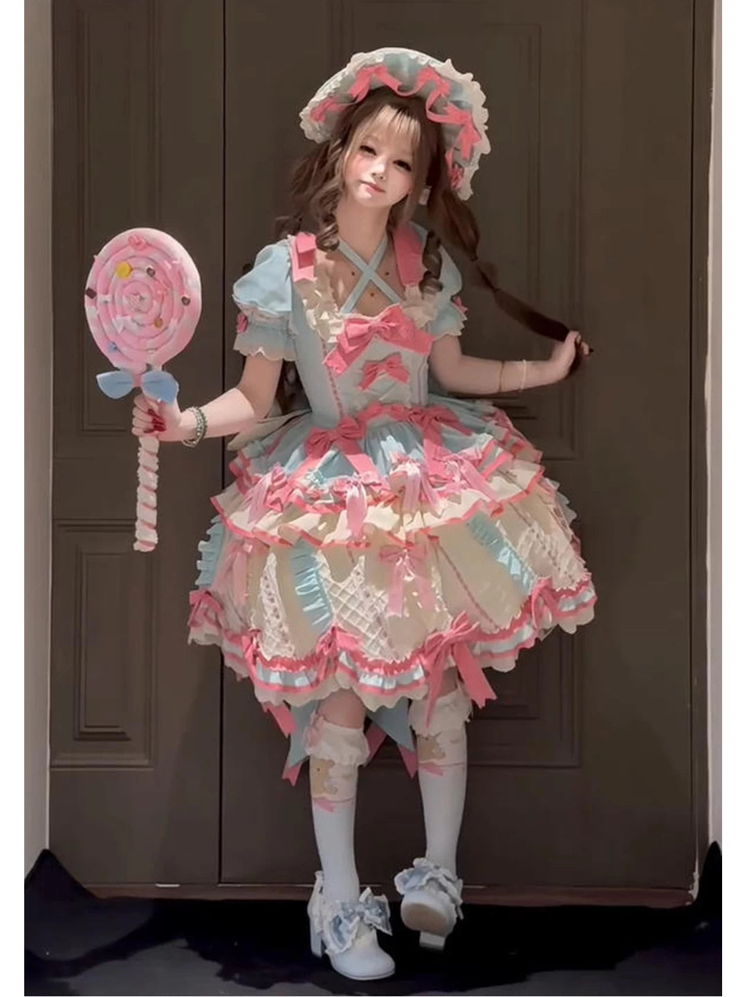 Creamy - Mint Ice Cream - Lolita Fashion Dress with Layered Ruffles and Train