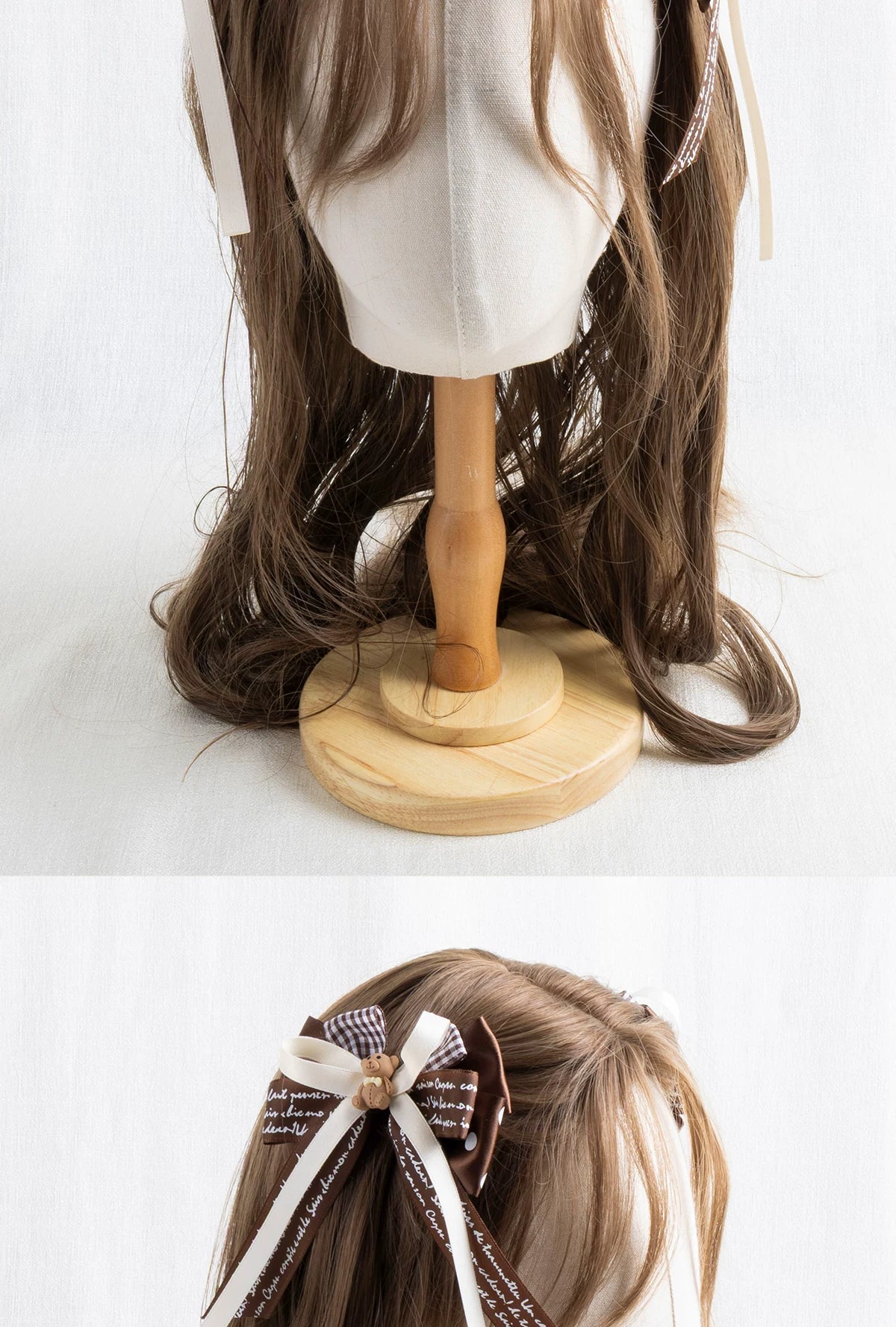 Lightbound Narrative - Chocolate Dot Bear-Ear - Headwear with Lace and Polka-Dot Bows