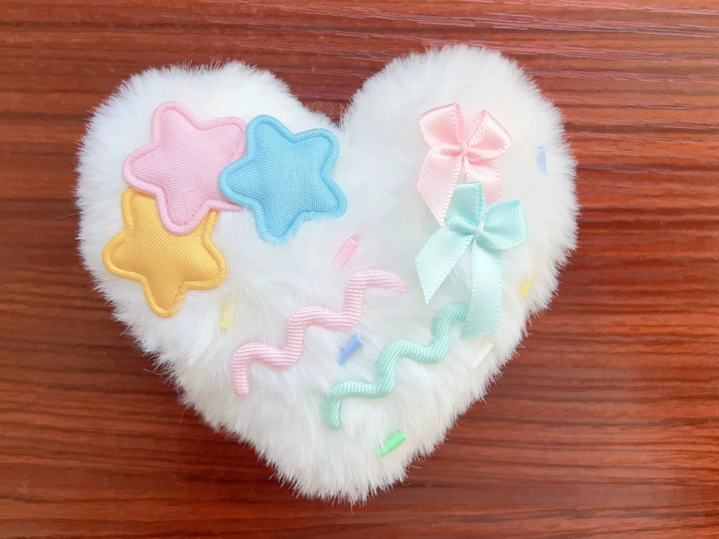 Golden Pikaka - Fluffy Star and Heart Charms - Brooch Hair Clip or Hanging Charm with Star or Heart Motifs