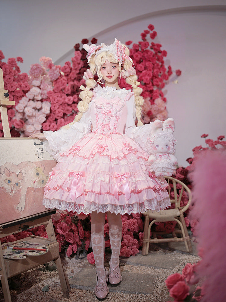 ZhiJinYuan - Love Notebook - Old School Lolita JSK Vintage Doll Tiered Dress