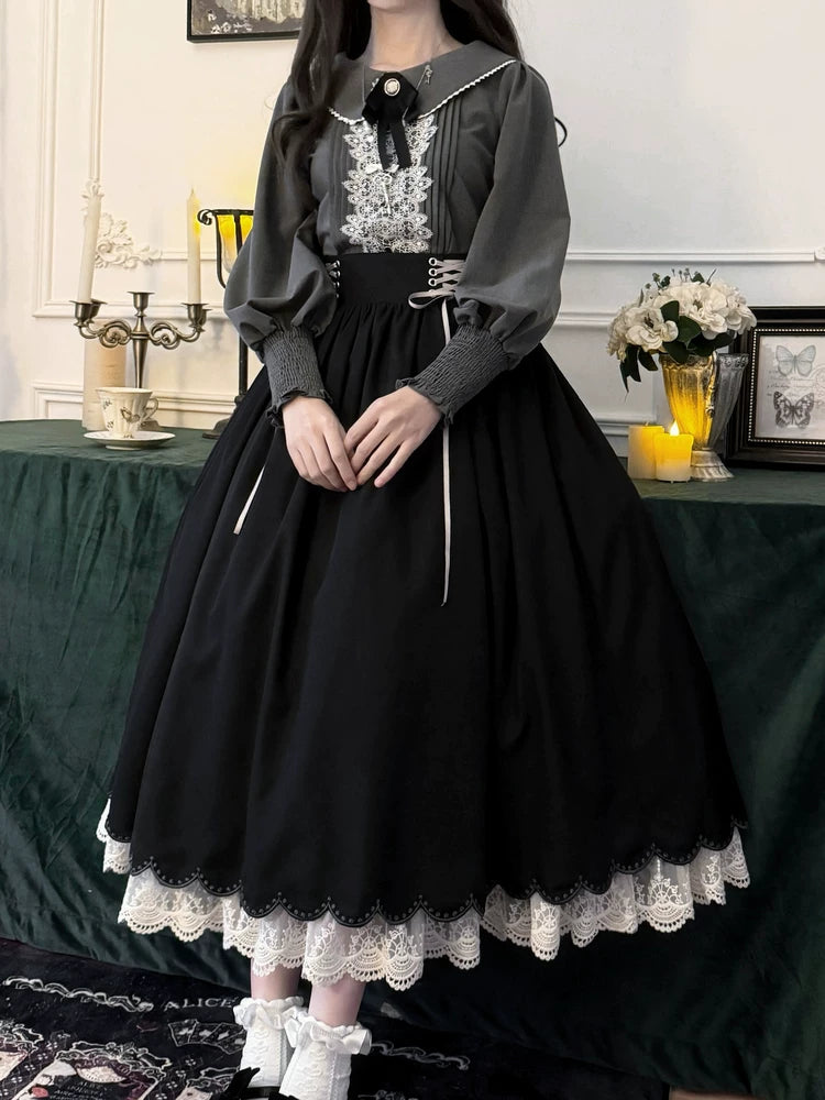 Countess's Autumn Outing - Embroidered Blouse and Skirt Set - detail view 2