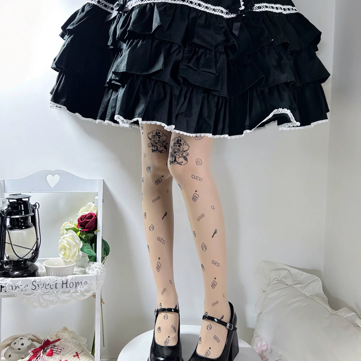 Fantasy Doll - Candy Sketch - Printed Tights with Cartoon Motifs