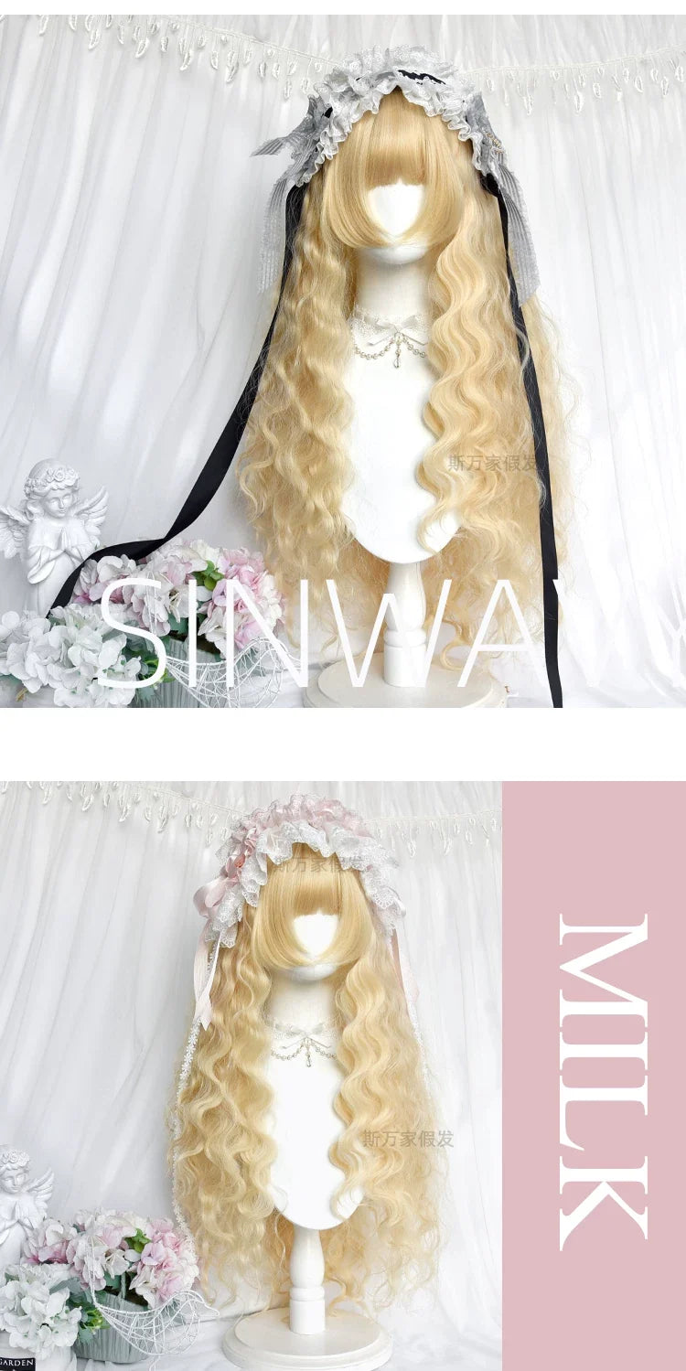 Sinwavy - Doll-like Lolita Long Curly Wig - Comic Sideburns Wig