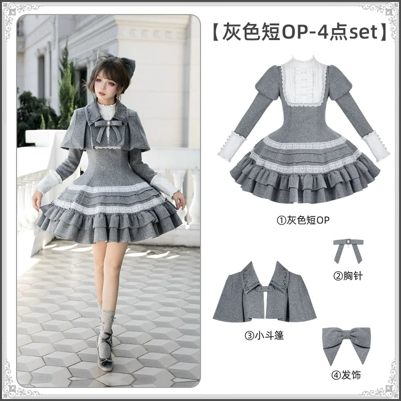 With PUJI - Reminisce - Pile Classic Lolita Dress, Detachable Cape detail view 8