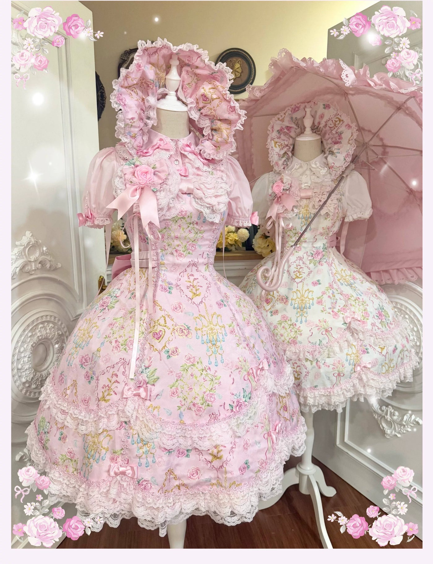 Tata Long Ear - Vintage Bow Lace - Short-Sleeve Blouse with a Doll Collar