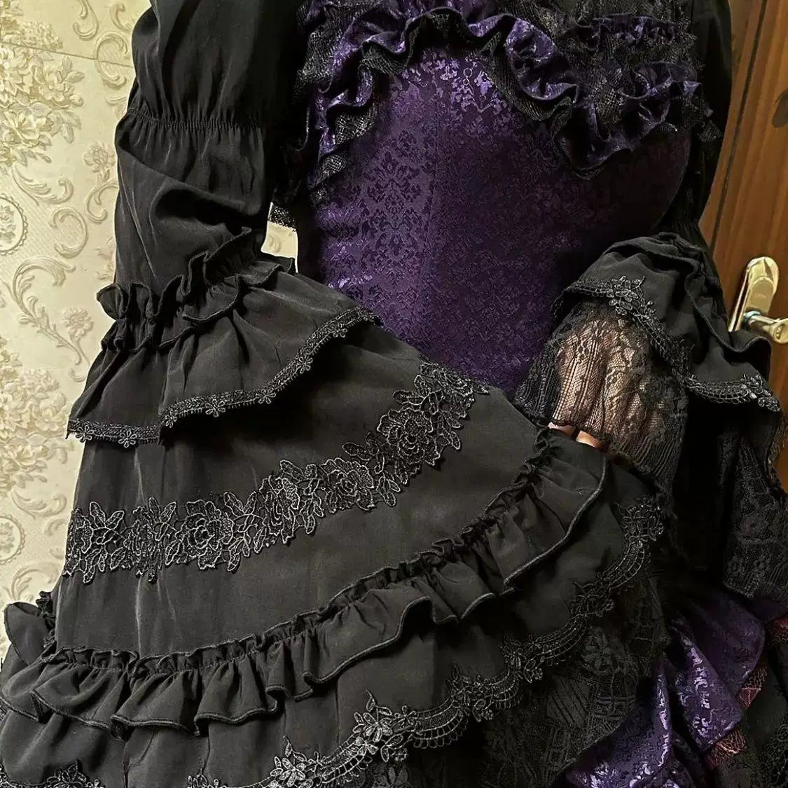 Sweetheart Dream Machine - Ornate Lace - Long-Sleeve Blouse with Tiered Lace Ruffles