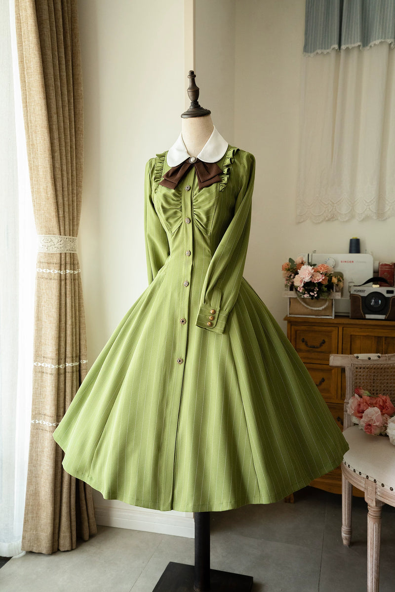 Forest Wardrobe - Forest Traveller - Striped Long-Sleeve OP Dress - 7