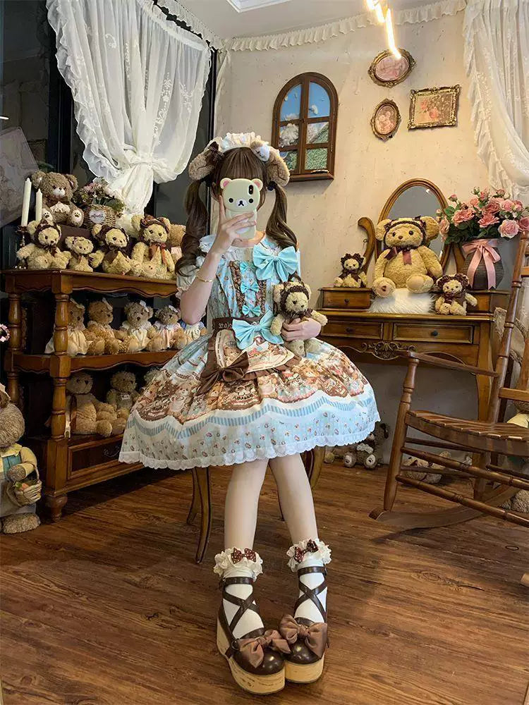 Sweetheart Dream Machine - Mint Chocolate - Mint JSK Dress with Illustrated Print and Bow