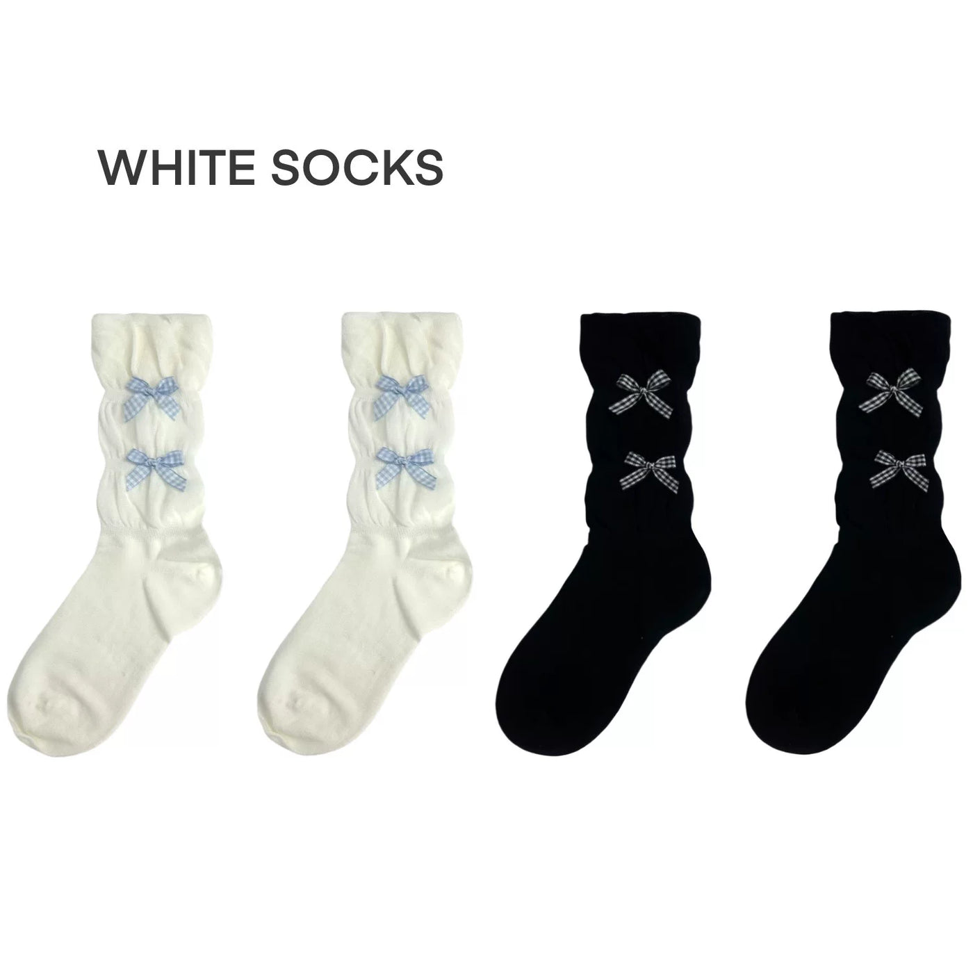 White Socks - Bow Slouch - Slouch Socks with Small Bow Accents
