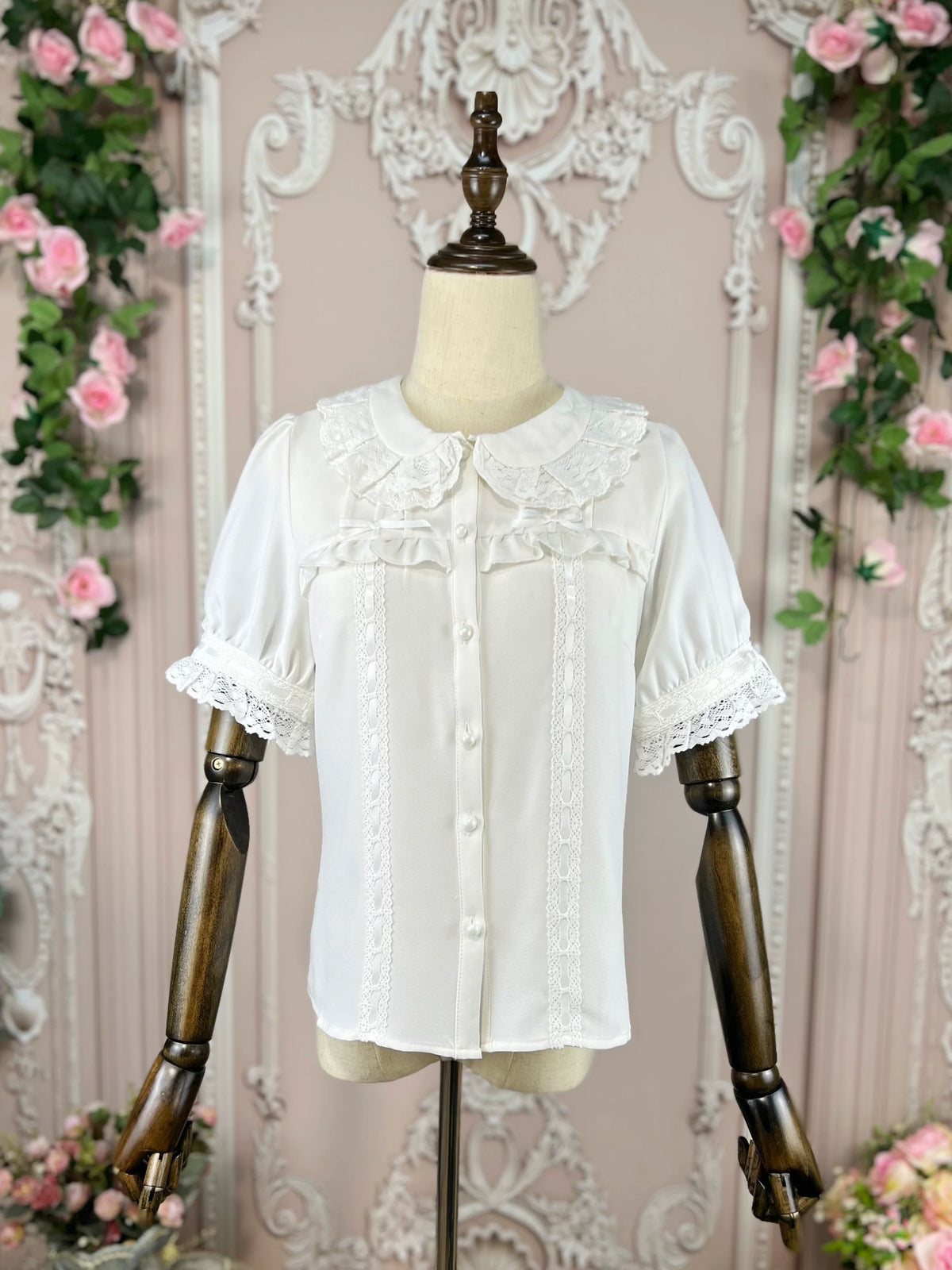 DMFS Lolita - Vintage Doll - Short-Sleeve Sweet Lolita Shirt with Doll Collar - product detail 5
