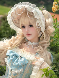 Huaxia Cat - Unicorn - Pale Blue Unicorn-Print JSK Dress - Bonnet / One Size